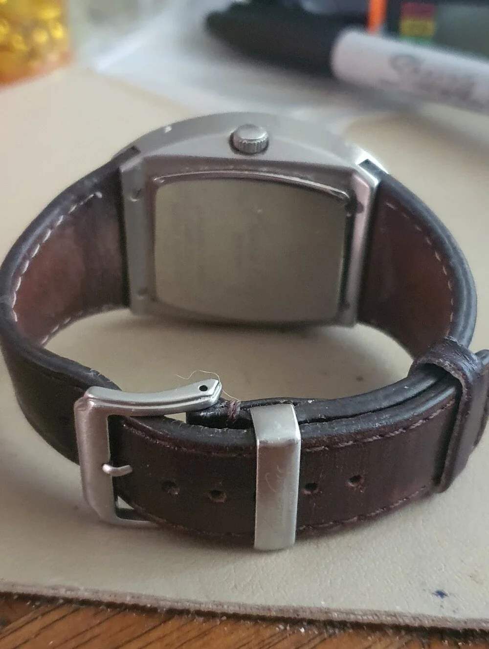 Kenneth Cole KC1213 Silver/Brown Leather Men's Watch w/Date